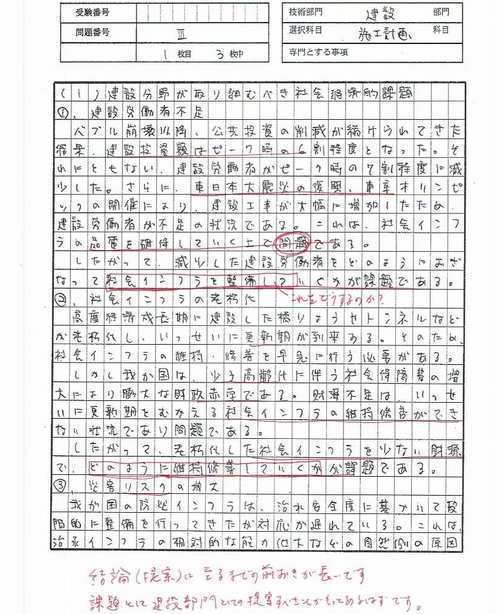 模擬試験コース解答添削結果