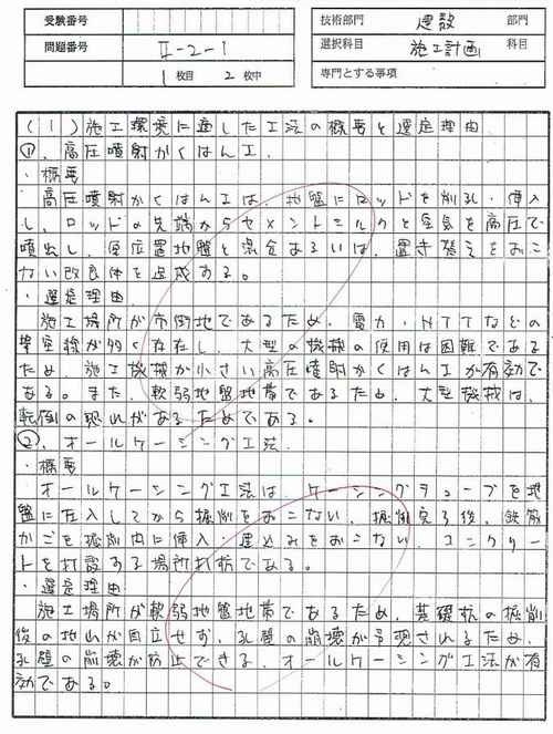 模擬試験コース解答添削結果